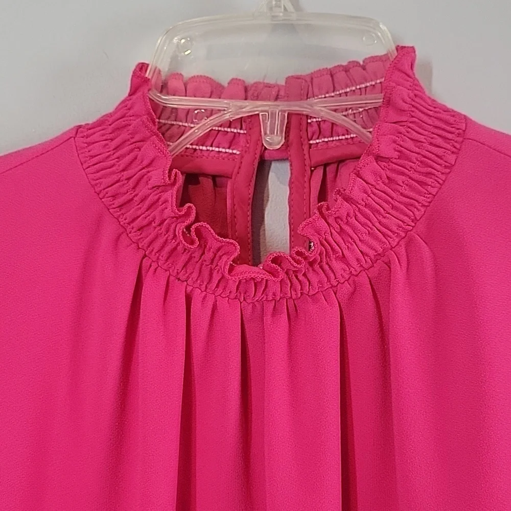 Trina Turk Sunrise Vista Mock Neck Balloon Sleeves Blouse